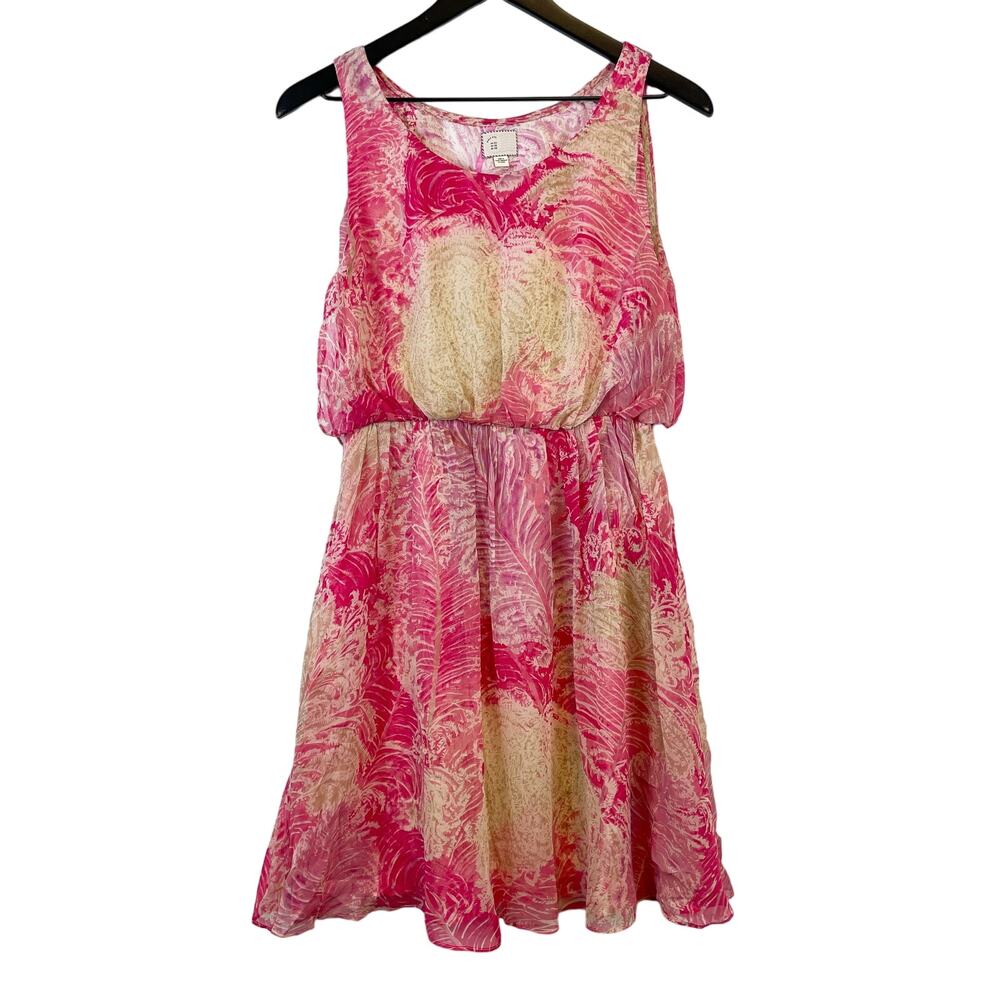 Postmark Anthropologie Size 4 100% Silk Empire Waist Mini Fit & Flare Dress Pink